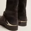 Stivali da donna in pelle nera con morsetto sul tallone Stivali da donna in pelle nera con morsetto sul tallone
