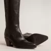 Stivali da donna Wish Star in pelle nera con stella ricamata tono su tono Stivali da donna Wish Star in pelle nera con stella ricamata tono su tono