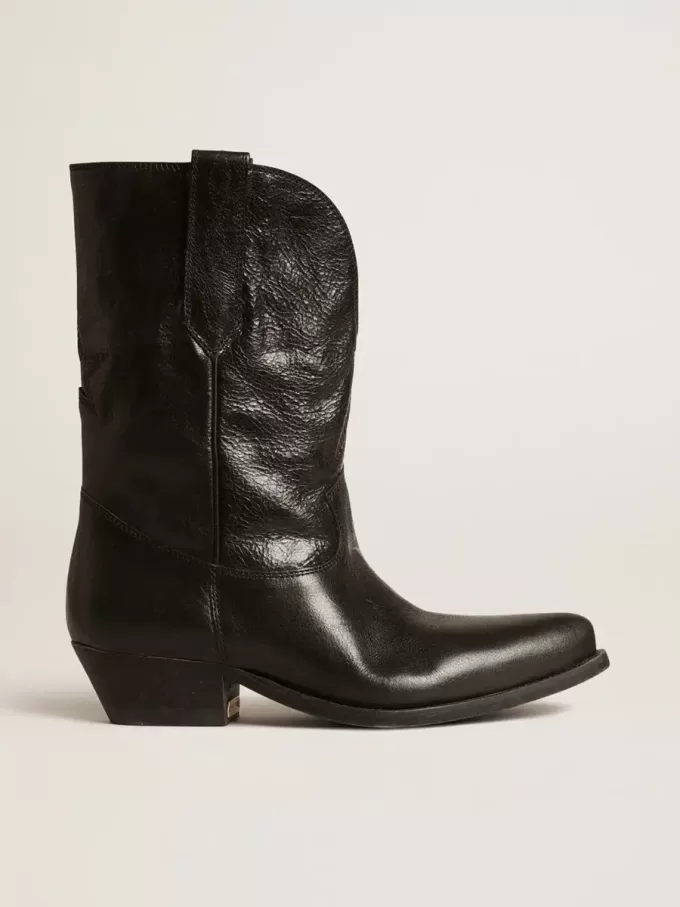 Stivali Wish Star bassi in pelle nera con stella nera Stivali Wish Star bassi in pelle nera con stella nera