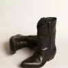 Stivali Wish Star bassi in pelle nera con stella nera Stivali Wish Star bassi in pelle nera con stella nera