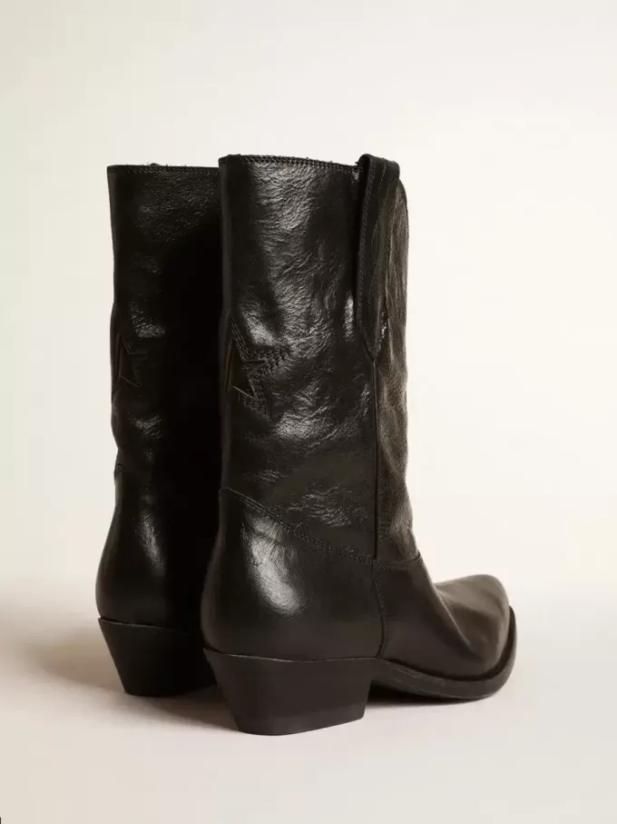 Stivali Wish Star bassi in pelle nera con stella nera Stivali Wish Star bassi in pelle nera con stella nera