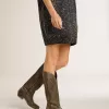 Stivali Wish Star da donna in pelle nera con ricamo a stella Stivali Wish Star da donna in pelle nera con ricamo a stella