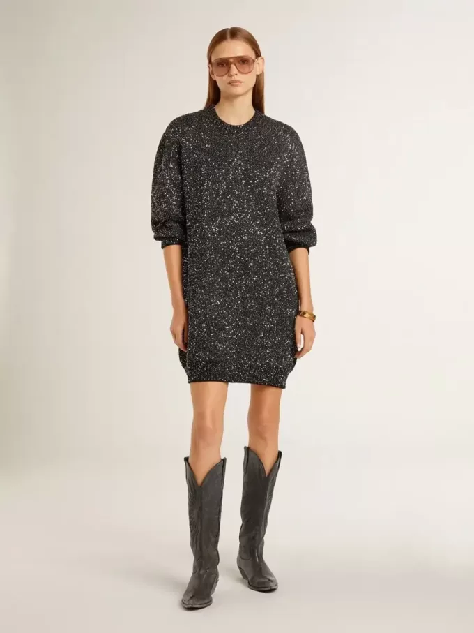 Stivali Wish Star da donna in pelle nera con ricamo a stella Stivali Wish Star da donna in pelle nera con ricamo a stella