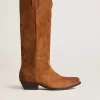 Stivali Wish Star in pelle scamosciata cognac con stella intarsiata tono su tono Stivali Wish Star in pelle scamosciata cognac con stella intarsiata tono su tono