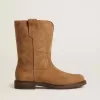 Stivali Wish Teen in pelle scamosciata color cammello con ricamo a stella