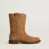 Stivali Wish Young in camoscio color cammello con ricamo a stella