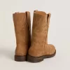 Stivali Wish Young in camoscio color cammello con ricamo a stella