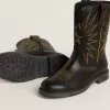 Stivali Wish Young in pelle nera con ricamo a stella gialla Stivali Wish Young in pelle nera con ricamo a stella gialla