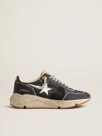 Suola da corsa in nylon blu con stella stampata bianca