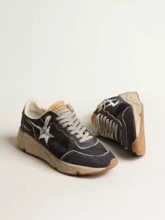 Suola da corsa in nylon blu con stella stampata bianca