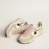 Suola Running con inserti in pelle scamosciata grigia e stella glitterata nera