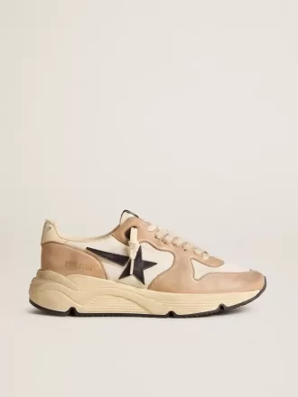 Suola Running in nylon e nabuk con stella in pelle scamosciata blu scuro