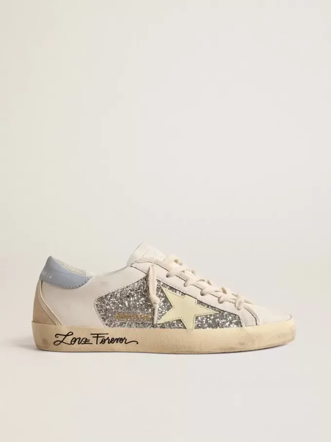 Super-Star bio-based con glitter argento e stella in pelle gialla Super-Star bio-based con glitter argento e stella in pelle gialla