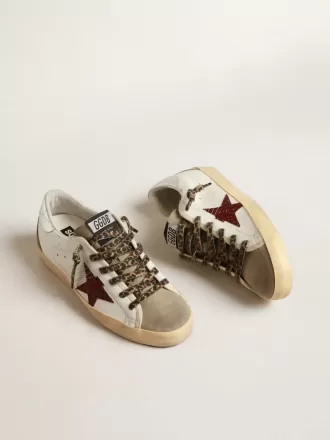 Super-Star con stella glitterata bordeaux e linguetta posteriore argentata