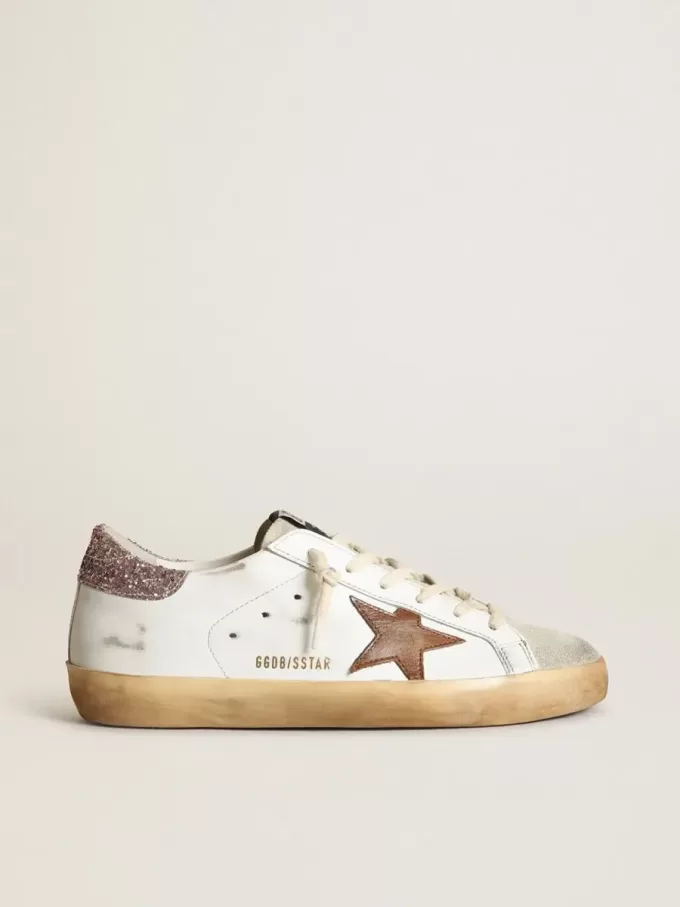 Super-Star con stella marrone chiaro e tallone con glitter rosa