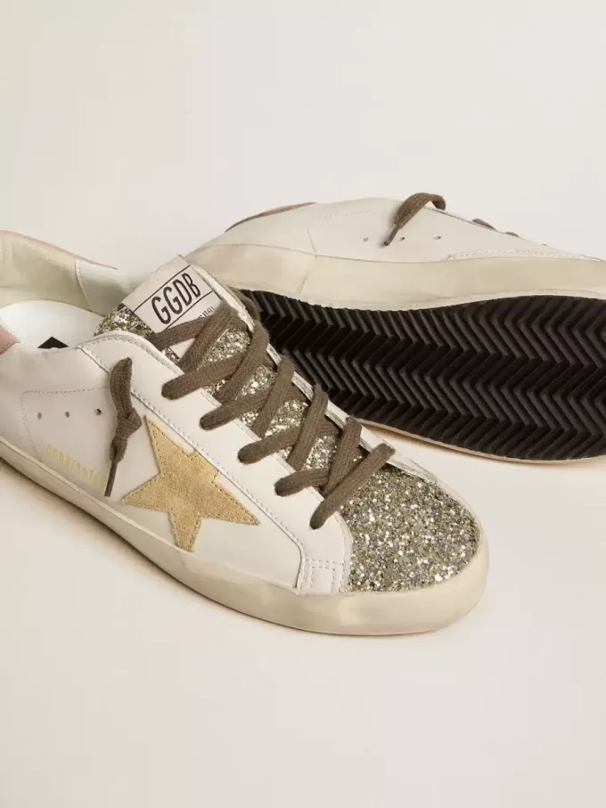 Super-Star da donna con linguetta glitterata platino