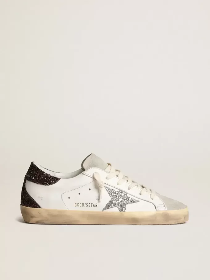 Super-Star da donna con stella argentata e tallone marrone glitterato