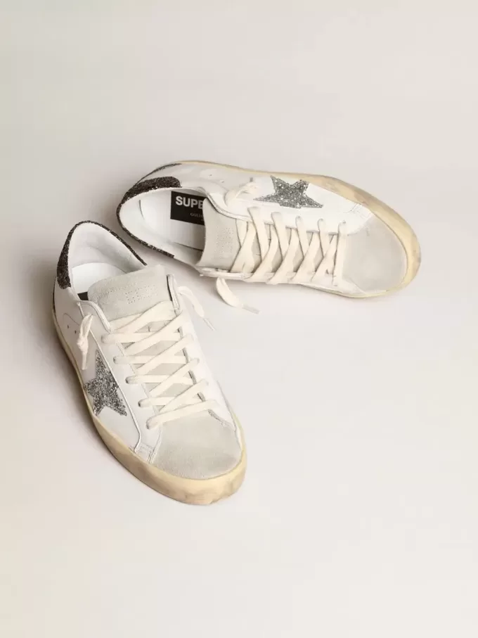 Super-Star da donna con stella argentata e tallone marrone glitterato