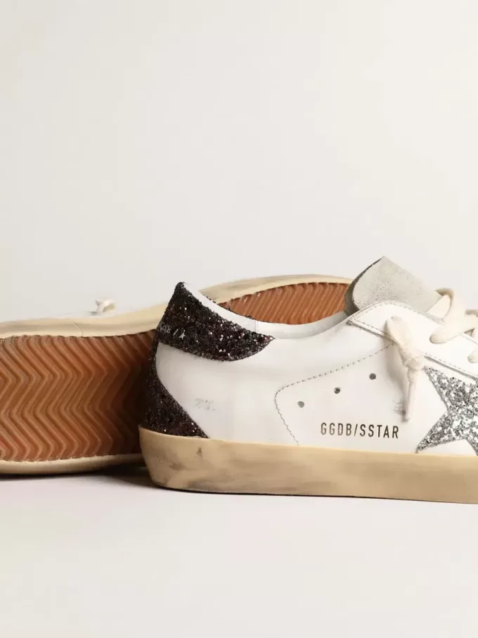 Super-Star da donna con stella argentata e tallone marrone glitterato