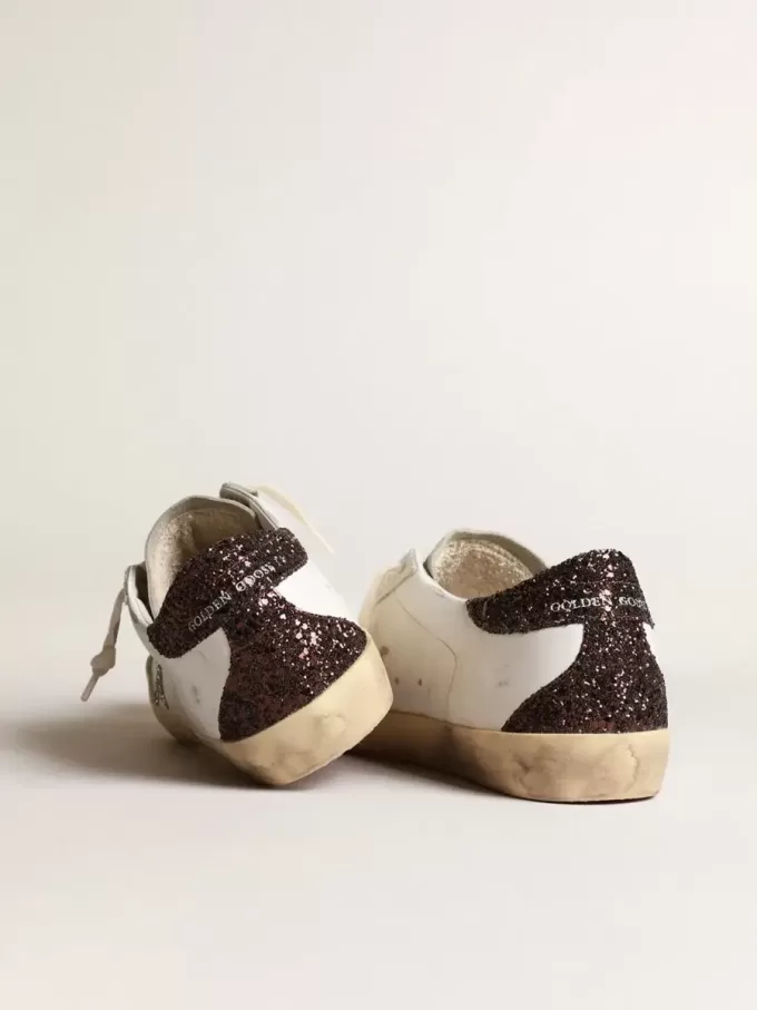 Super-Star da donna con stella argentata e tallone marrone glitterato
