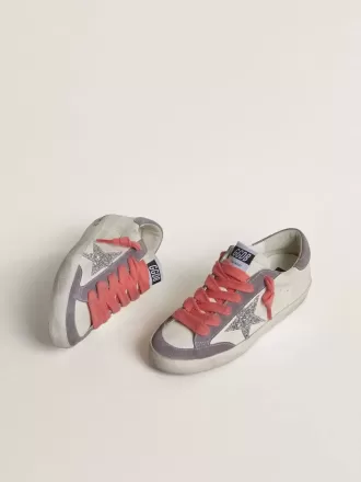 Super-Star da donna con stella glitterata argento e tallone in pelle scamosciata lilla
