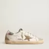 Super-Star da donna con stella glitterata dorata e inserti in camoscio grigio ghiaccio