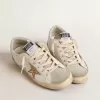 Super-Star da donna con stella glitterata dorata e inserti in camoscio grigio ghiaccio