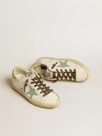 Super-Star da donna con stella glitterata grigia e linguetta sul tallone in pelle color nude