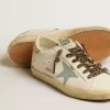Super-Star da donna con stella glitterata grigia e linguetta sul tallone in pelle color nude