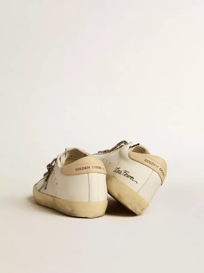 Super-Star da donna con stella glitterata grigia e linguetta sul tallone in pelle color nude