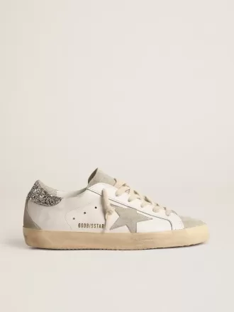 Super-Star da donna con stella grigia e linguetta sul tallone con glitter argento