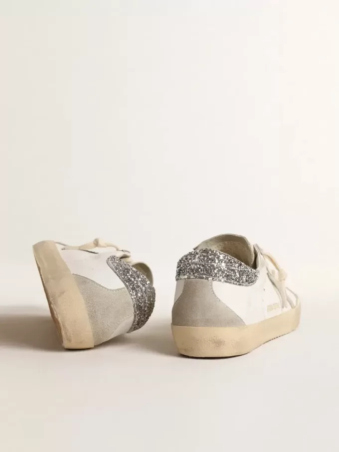 Super-Star da donna con stella grigia e linguetta sul tallone con glitter argento