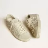 Super-Star da donna con stella in camoscio grigio e rete di cristalli Swarovski