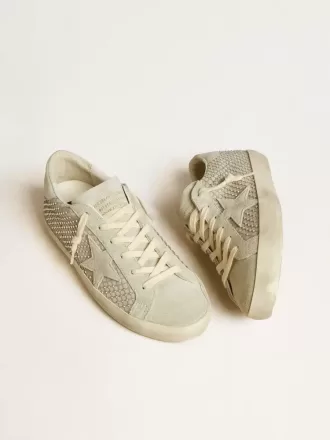 Super-Star da donna con stella in camoscio grigio e rete di cristalli Swarovski