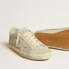 Super-Star da donna con stella in camoscio grigio e rete di cristalli Swarovski