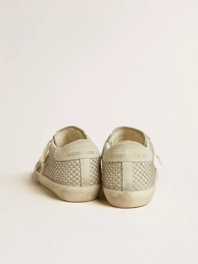 Super-Star da donna con stella in camoscio grigio e rete di cristalli Swarovski
