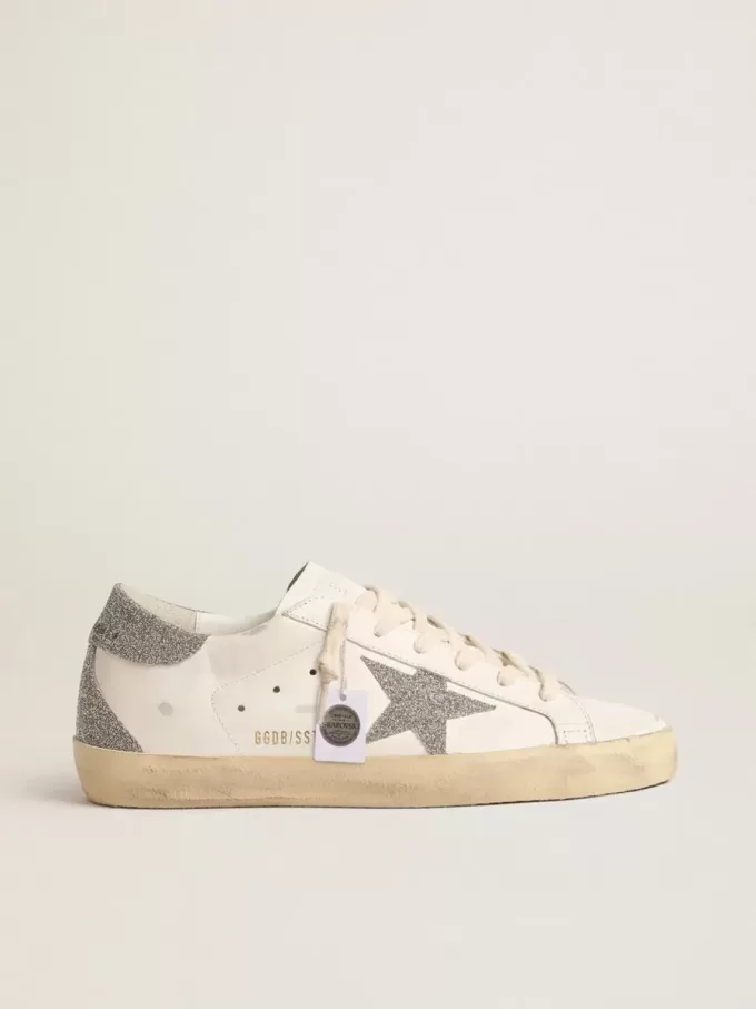 Super-Star da donna con stella in cristallo Swarovski argentato e linguetta sul tallone