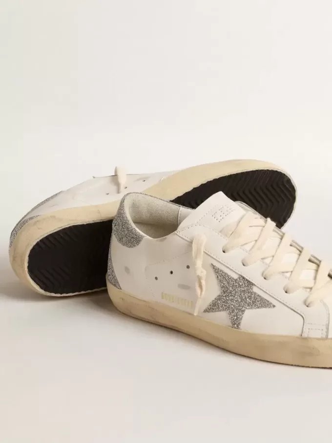Super-Star da donna con stella in cristallo Swarovski argentato e linguetta sul tallone