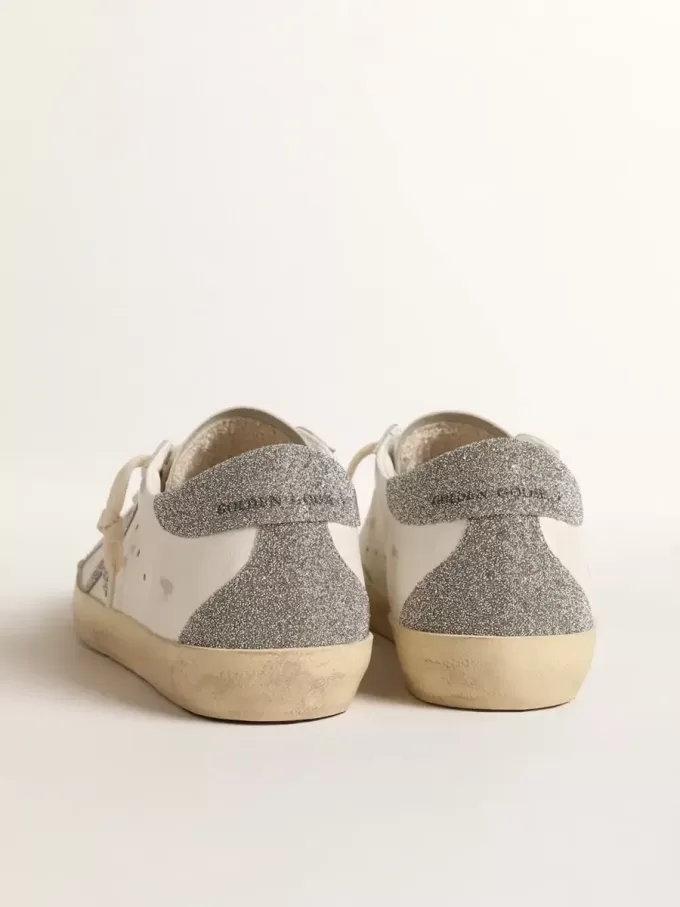 Super-Star da donna con stella in cristallo Swarovski argentato e linguetta sul tallone
