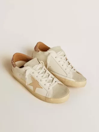 Super-Star da donna con stella in pelle color nude e tallone con glitter dorati