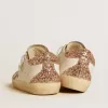 Super-Star da donna con stella in pelle color nude e tallone con glitter dorati
