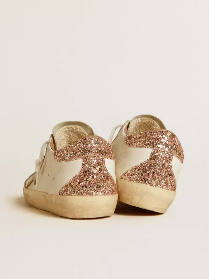 Super-Star da donna con stella in pelle color nude e tallone con glitter dorati
