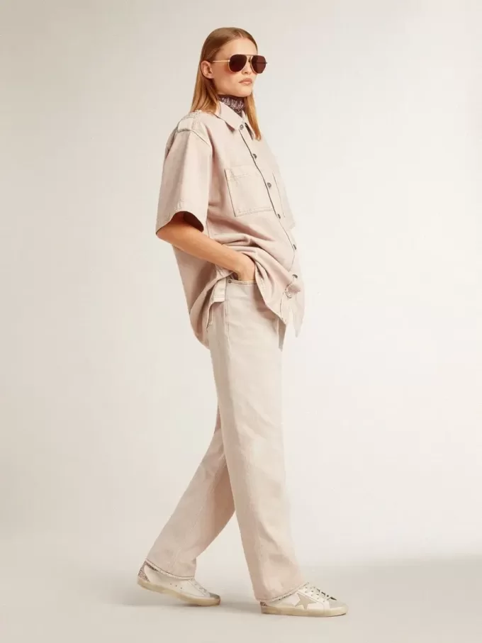 Super-Star da donna con stella in pelle color nude e tallone con glitter dorati