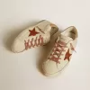 Super-Star da donna con stella in pelle e linguetta sul tallone in pelle con stampa cocco