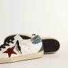Super-Star da donna con stella in pelle scamosciata bordeaux e linguetta sul tallone con glitter azzurri