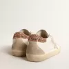 Super-Star da donna con stella in pelle scamosciata e tallone glitterato color pesca-rosa