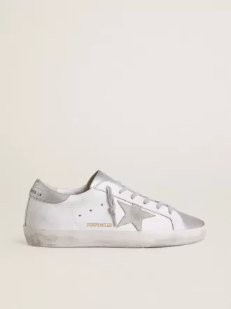 Super-Star da donna con stella in pelle scamosciata grigia e inserti glitterati argento