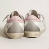 Super-Star da donna con stella in pelle scamosciata grigia e linguetta sul tallone in pelle rosa