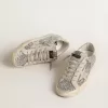 Super-Star da donna in glitter argento con stella in camoscio grigio ghiaccio