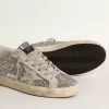 Super-Star da donna in glitter argento con stella in camoscio grigio ghiaccio